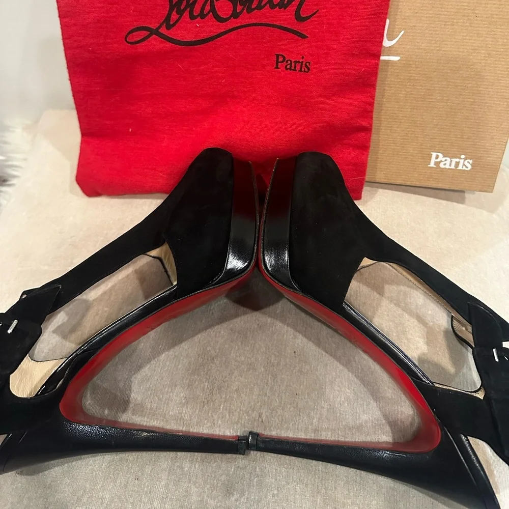 Christian Louboutin Black Suede Platform Heels - Picture 7 of 15